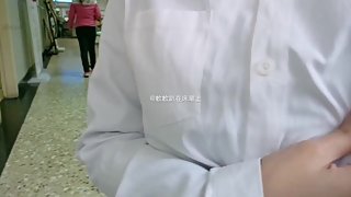 Chinese girl trying to have fun in the hospital