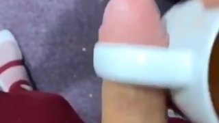Hot English teen fucking his mug on snapchat