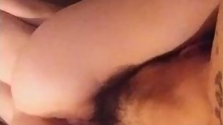 Skinny blonde teen riding hit mixed guy face