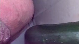 Barely Legal FTM Baby Boy Squirts ALL Over the Floor Fucking a Cucumber