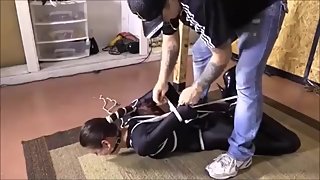 sexy girl catsuit bondage