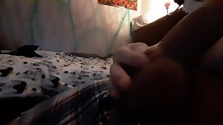 chubby 19 year old teen edging in bedroom