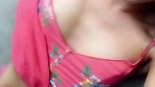 Snapchat tease- playing in my Pink sundress and thong fit brunette teen