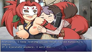 A kitsune kunoichi force a guy to cum many times inside her pussy