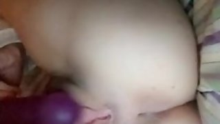 DYKE FUCKING HERSELF WITH MONSTER PURPLE COCK
