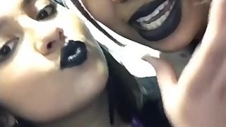 bi-racial lesbian goth teens peck whilst praising daddy Lewis