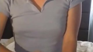 Awesome teen multitasking with her hands