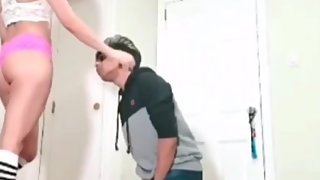 Sexy girls ballbusting knee