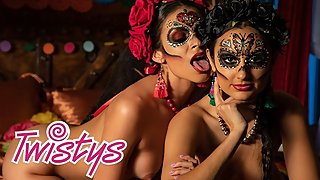 Twistys - Mexican Day of the dead lesbian sissoring - Molly Stewart, Bella