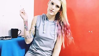 Bad Girl Smoking in Parents Basement