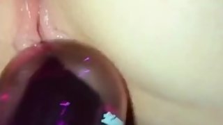 Fucked with lube bottle