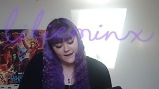 Cute chubby goth girl stripping