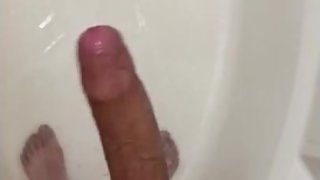 Playing with my thick Latino Cock in the shower