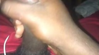 Cumming while grandpa watches tv