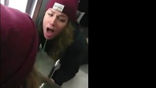 The bitch could not stand and asked to fuck her in a public toilet