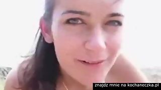 Amazing outside blowjob with cum in mouth