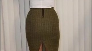 Office slut in tight skirt taking flogging punishment - loud moans